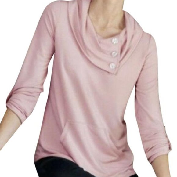 Soft Surroundings Tops - Soft Surroundings XL Pink Kassidy Pullover Shirt Top Sweatshirt Cowl Neck 2AU96